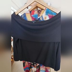 Gibson Look Off Shoulder Waffle Texture Sweater Blouse Top (M)